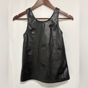 Disney Minnie Mouse Faux Leather Dress Girls 4T Black Embossed Jumper